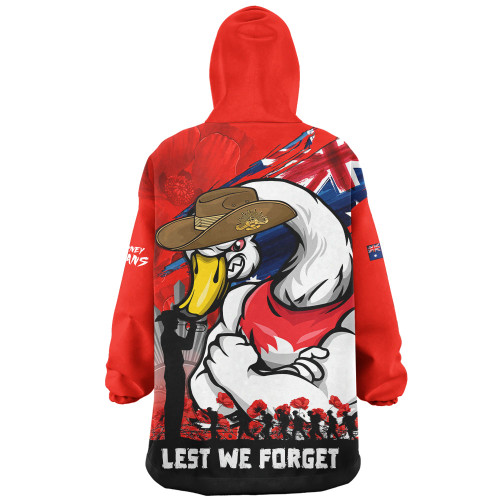 Sydney Swans Snug Hoodie ANZAC Inspired Football Fan Memorial Design