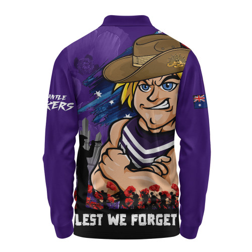 Fremantle Long Sleeve Polo Shirt ANZAC Inspired Football Fan Memorial Design