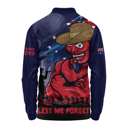 Melbourne Long Sleeve Polo Shirt ANZAC Inspired Football Fan Memorial Design