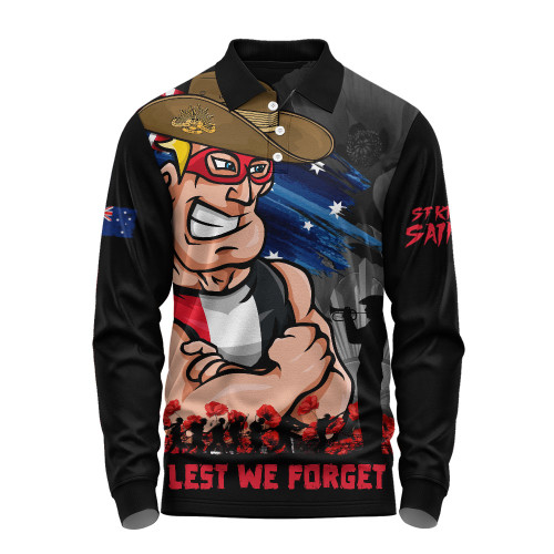 St Kilda Long Sleeve Polo Shirt ANZAC Inspired Football Fan Memorial Design