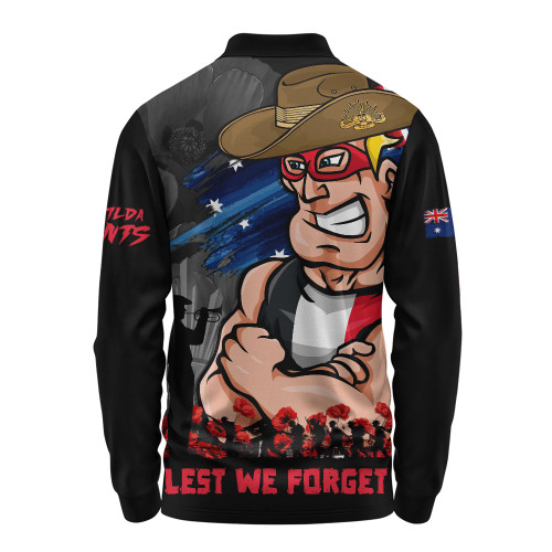 St Kilda Long Sleeve Polo Shirt ANZAC Inspired Football Fan Memorial Design