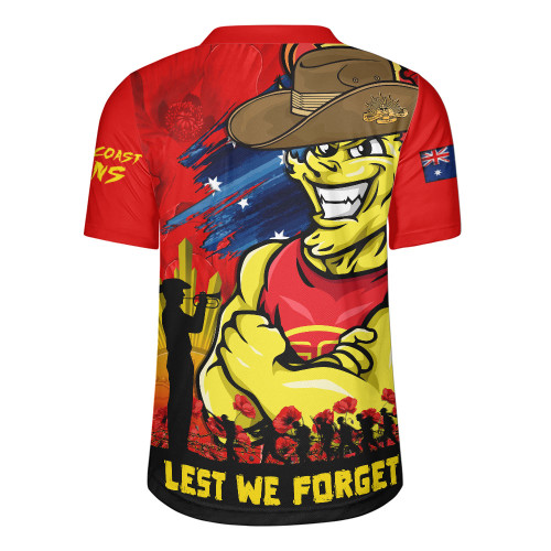 Gold Coast SUNS Rugby Jersey ANZAC Inspired Football Fan Memorial Design