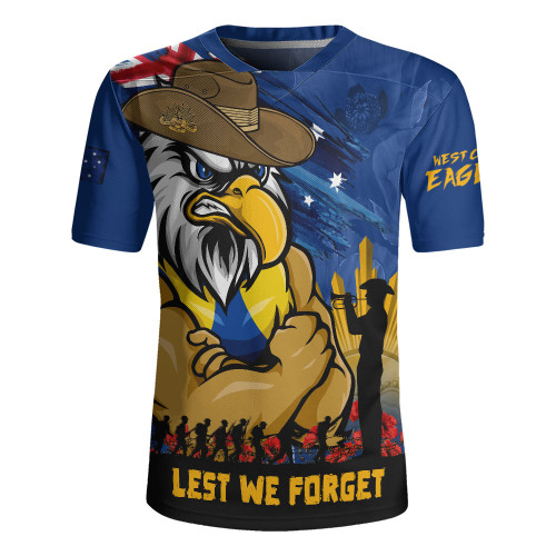 West Coast Eagles Rugby Jersey ANZAC Inspired Football Fan Memorial Design