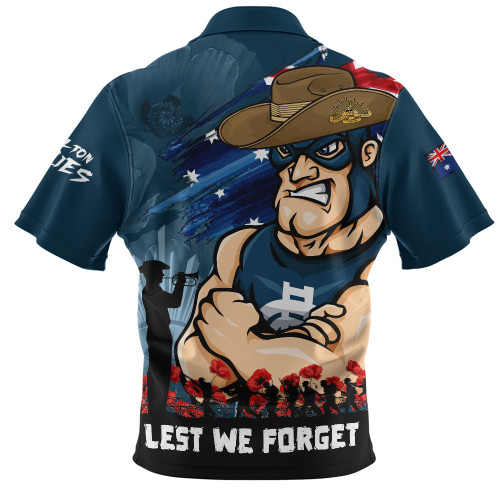 Carlton Zip Polo Shirt ANZAC Inspired Football Fan Memorial Design