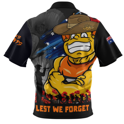 GWS GIANTS Zip Polo Shirt ANZAC Inspired Football Fan Memorial Design