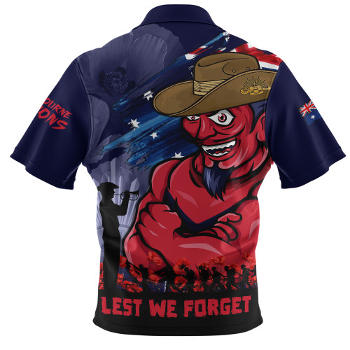 Melbourne Zip Polo Shirt ANZAC Inspired Football Fan Memorial Design
