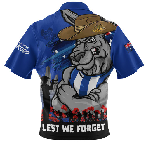 North Melbourne Zip Polo Shirt ANZAC Inspired Football Fan Memorial Design