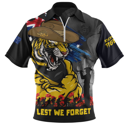 Richmond Zip Polo Shirt ANZAC Inspired Football Fan Memorial Design