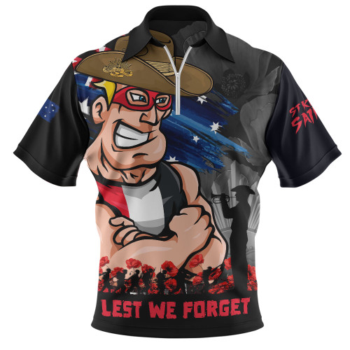 St Kilda Zip Polo Shirt ANZAC Inspired Football Fan Memorial Design