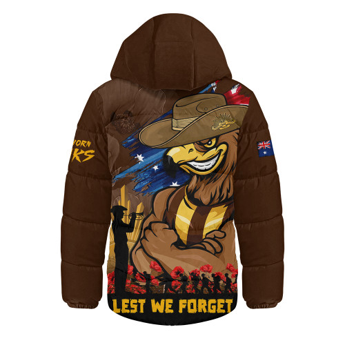 Hawthorn Hooded Padded Jacket ANZAC Inspired Football Fan Memorial Design