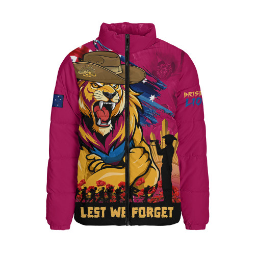 Brisbane Lions Padded Jacket ANZAC Inspired Football Fan Memorial Design