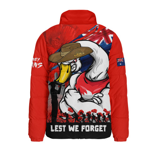 Sydney Swans Padded Jacket ANZAC Inspired Football Fan Memorial Design