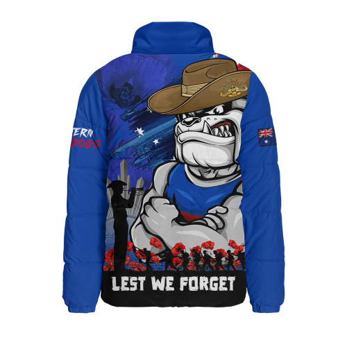 Western Bulldogs Padded Jacket ANZAC Inspired Football Fan Memorial Design