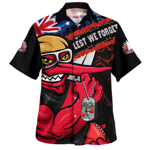 Essendon Hawaiian Shirt Lest We Forget Eternal Honor