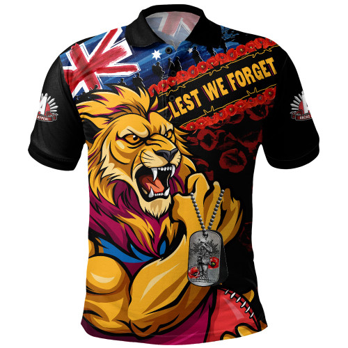 Brisbane Lions Polo Shirt Lest We Forget Eternal Honor