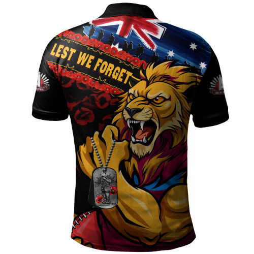 Brisbane Lions Polo Shirt Lest We Forget Eternal Honor