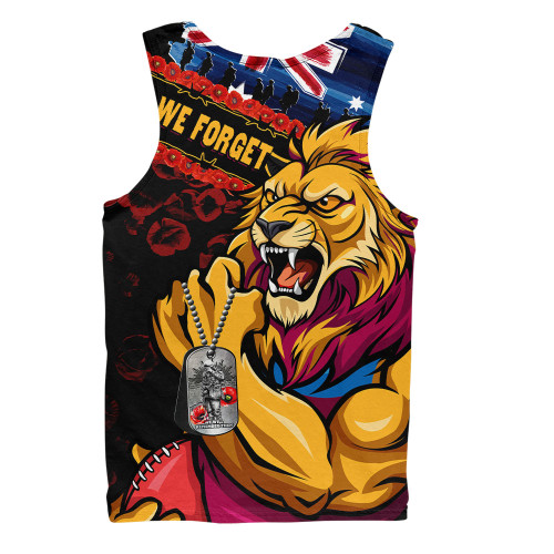 Brisbane Lions Men Singlet Lest We Forget Eternal Honor