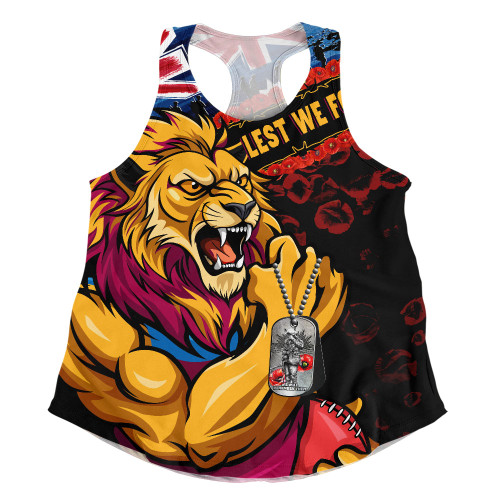 Brisbane Lions Women Racerback Singlet Lest We Forget Eternal Honor