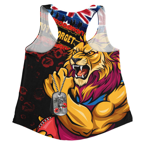 Brisbane Lions Women Racerback Singlet Lest We Forget Eternal Honor