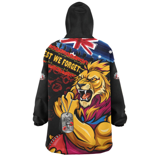 Brisbane Lions Snug Hoodie Lest We Forget Eternal Honor