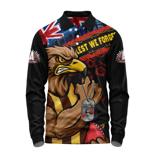 Hawthorn Long Sleeve Polo Shirt Lest We Forget Eternal Honor