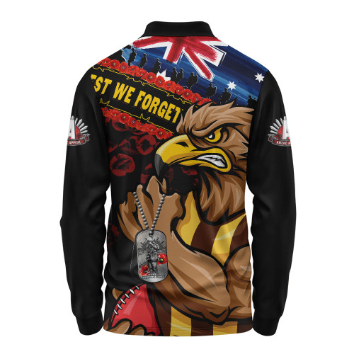 Hawthorn Long Sleeve Polo Shirt Lest We Forget Eternal Honor