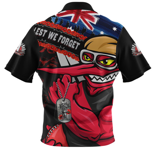 Essendon Zip Polo Shirt Lest We Forget Eternal Honor