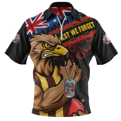 Hawthorn Zip Polo Shirt Lest We Forget Eternal Honor