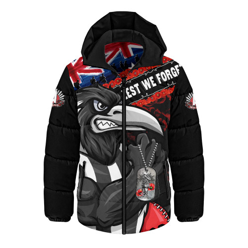 Collingwood Hooded Padded Jacket Lest We Forget Eternal Honor