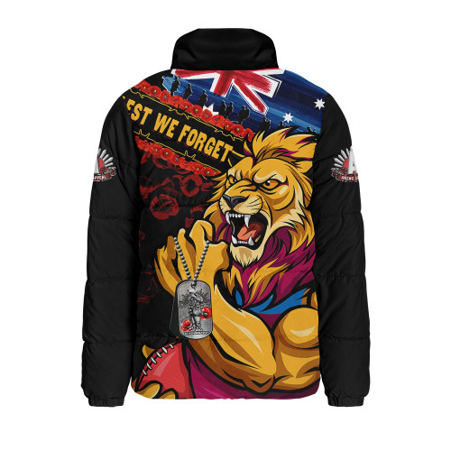 Brisbane Lions Padded Jacket Lest We Forget Eternal Honor