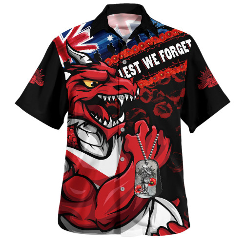 St. George Illawarra Dragons Hawaiian Shirt Anzac Remembrance Of The Fallen