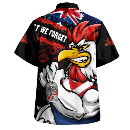 Sydney Roosters Hawaiian Shirt Anzac Remembrance Of The Fallen