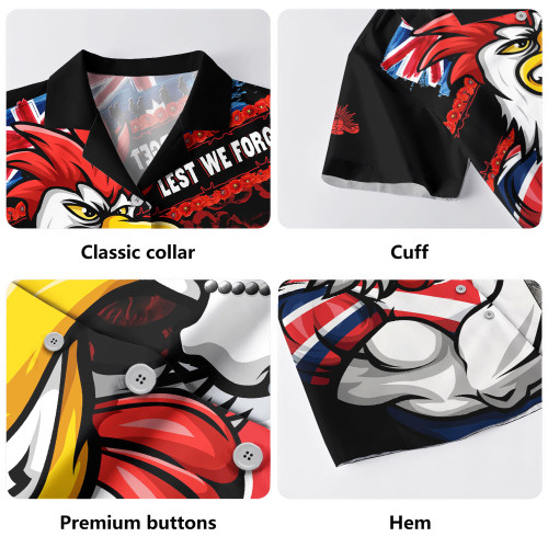 Sydney Roosters Hawaiian Shirt Anzac Remembrance Of The Fallen