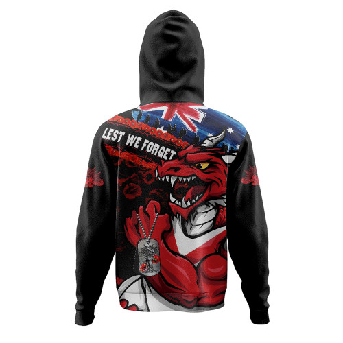 St. George Illawarra Dragons Hoodie Anzac Remembrance Of The Fallen