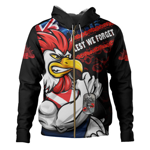 Sydney Roosters Hoodie Anzac Remembrance Of The Fallen