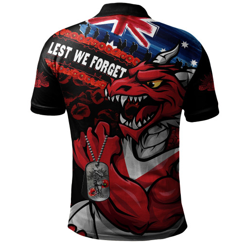 St. George Illawarra Dragons Polo Shirt Anzac Remembrance Of The Fallen