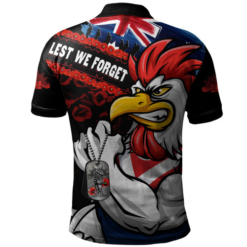 Sydney Roosters Polo Shirt Anzac Remembrance Of The Fallen
