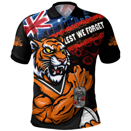 Wests Tigers Polo Shirt Anzac Remembrance Of The Fallen