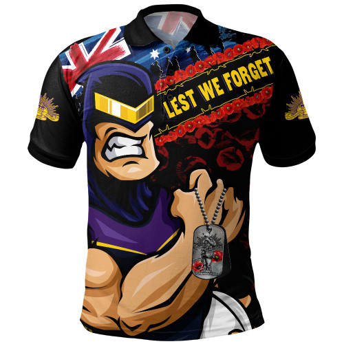 Melbourne Storm Polo Shirt Anzac Remembrance Of The Fallen
