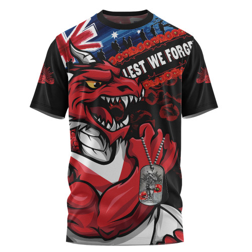 St. George Illawarra Dragons T-Shirt Anzac Remembrance Of The Fallen