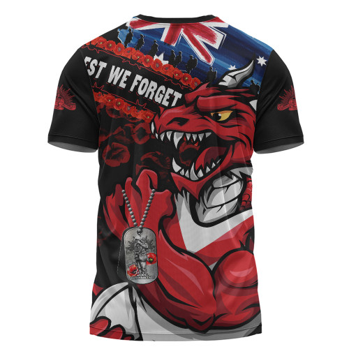 St. George Illawarra Dragons T-Shirt Anzac Remembrance Of The Fallen