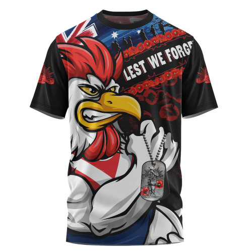 Sydney Roosters T-Shirt Anzac Remembrance Of The Fallen