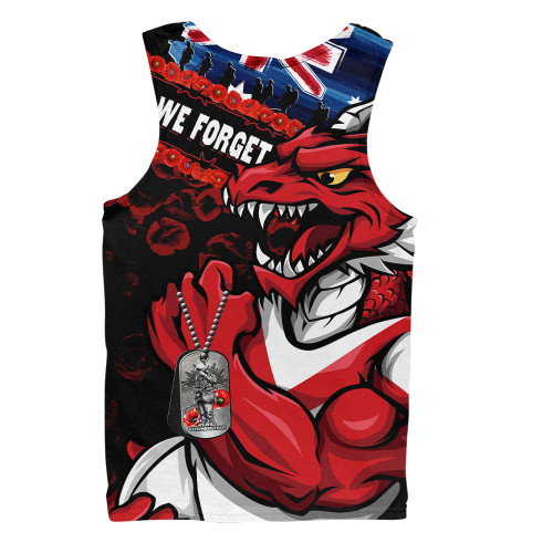 St. George Illawarra Dragons Men Singlet Anzac Remembrance Of The Fallen