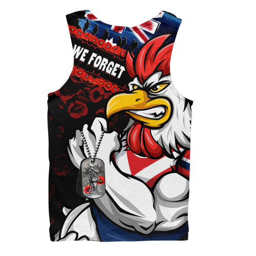 Sydney Roosters Men Singlet Anzac Remembrance Of The Fallen