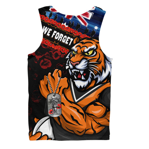 Wests Tigers Men Singlet Anzac Remembrance Of The Fallen