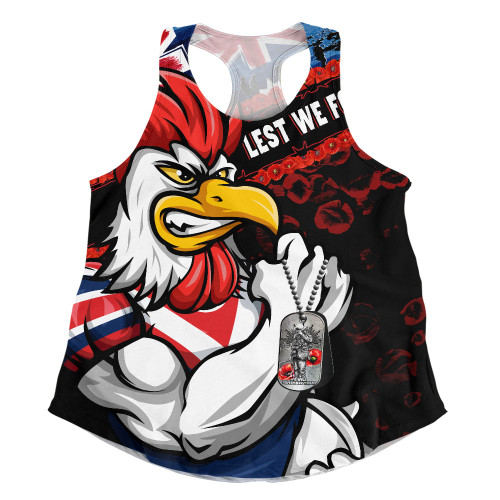 Sydney Roosters Women Racerback Singlet Anzac Remembrance Of The Fallen