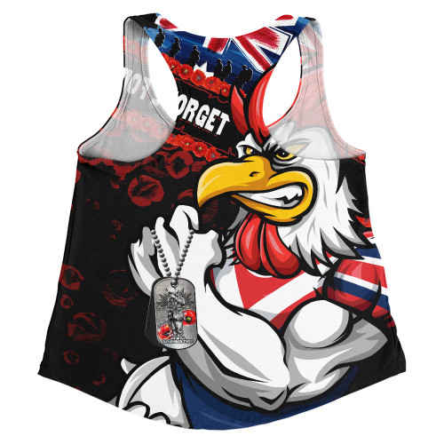 Sydney Roosters Women Racerback Singlet Anzac Remembrance Of The Fallen