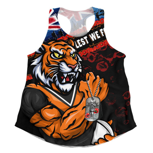 Wests Tigers Women Racerback Singlet Anzac Remembrance Of The Fallen