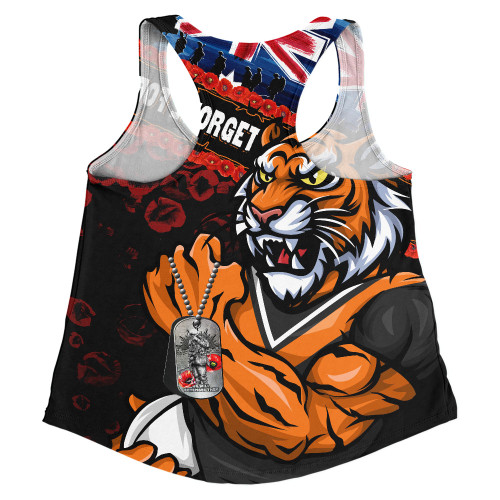 Wests Tigers Women Racerback Singlet Anzac Remembrance Of The Fallen