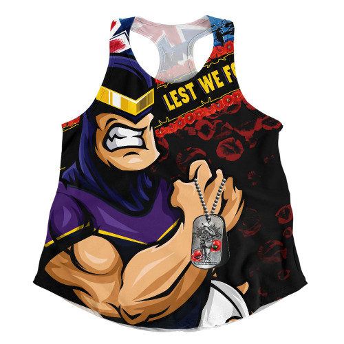 Melbourne Storm Women Racerback Singlet Anzac Remembrance Of The Fallen